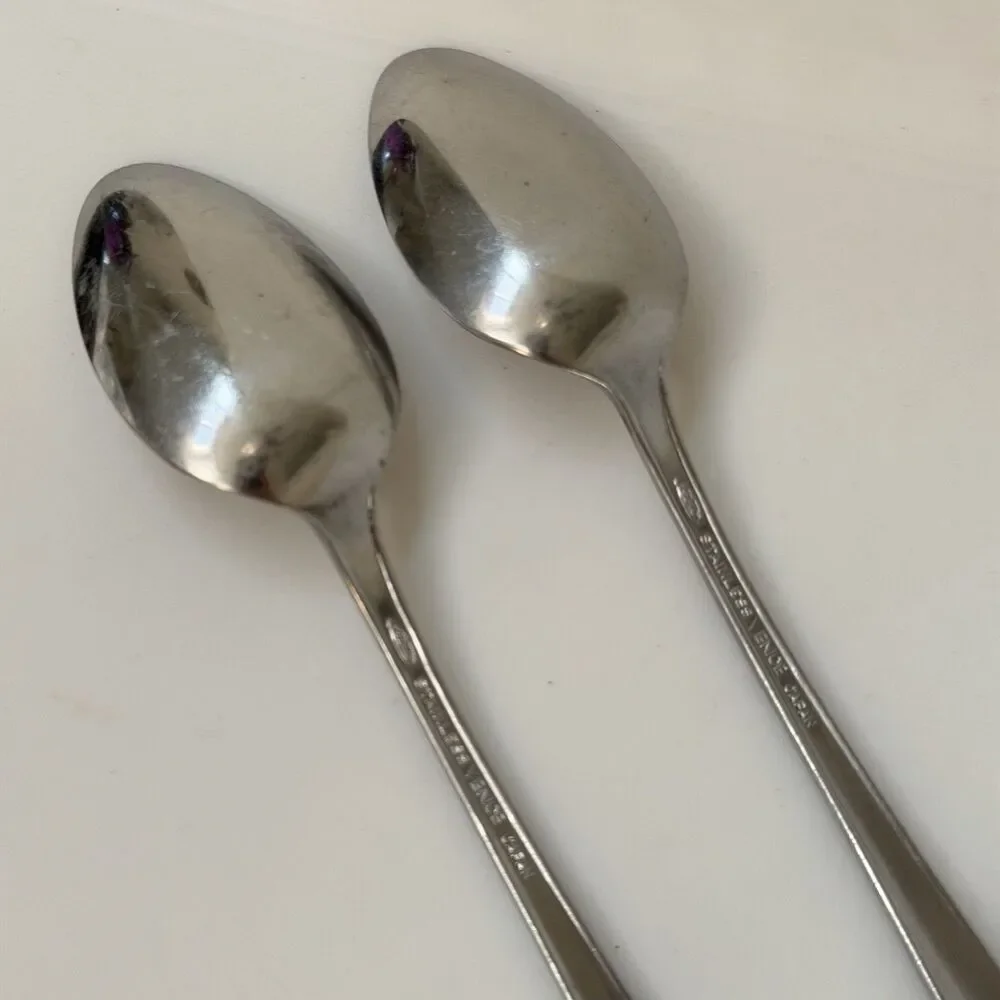 2pc AMC Venice Iced Tea Spoons 7 1/2” Stainless Japan Satin